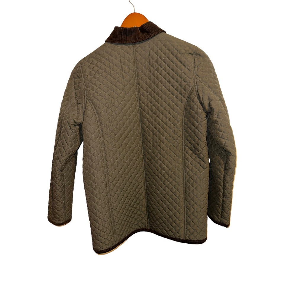 Charter Club Olive Green Quilted w/Brown Corduroy-trim Jacket Petite - Picture 5 of 9
